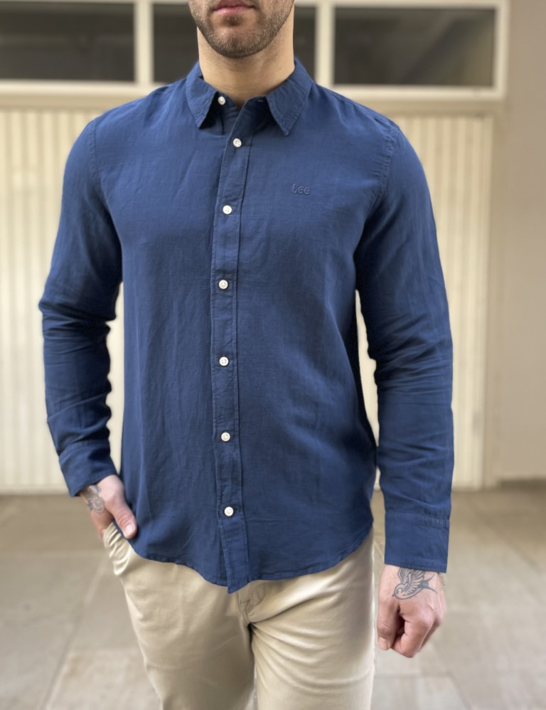 Lee Μακρυμάνικo Λινό Πουκάμισο Μπλε 112364107